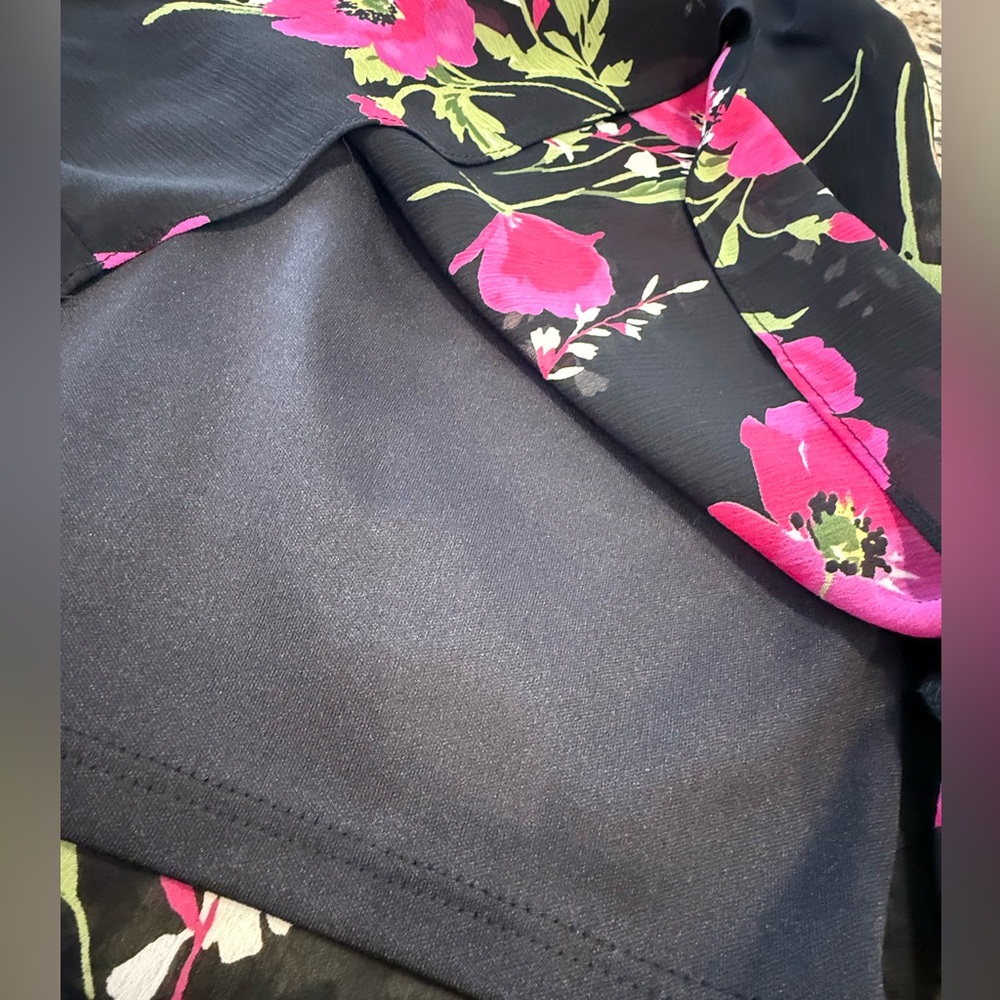 Delia’s floral one shoulder mini dress black pink green SZ 3 - Picture 5 of 14